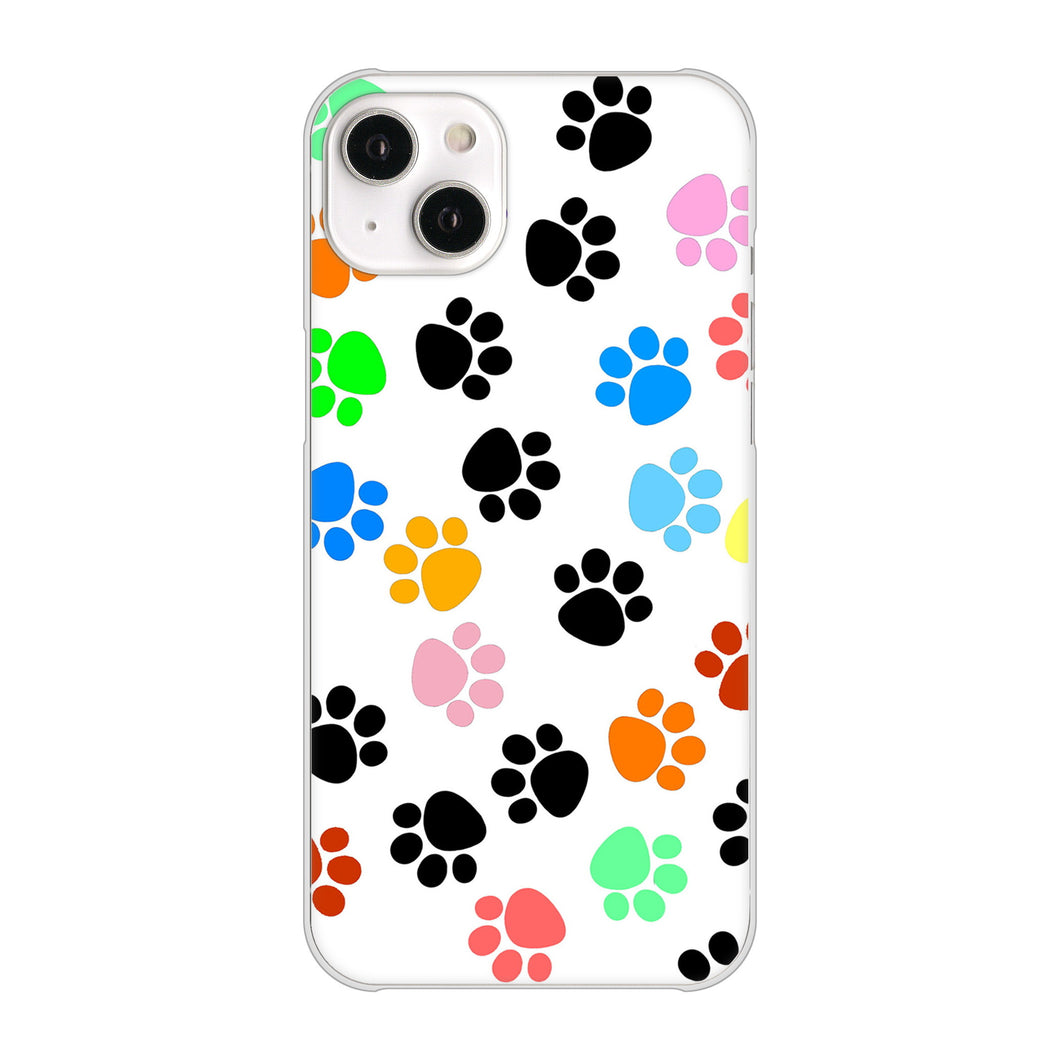 iPhone14 Plus 高画質仕上げ 背面印刷 ハードケース【1108 あしあとカラフル】