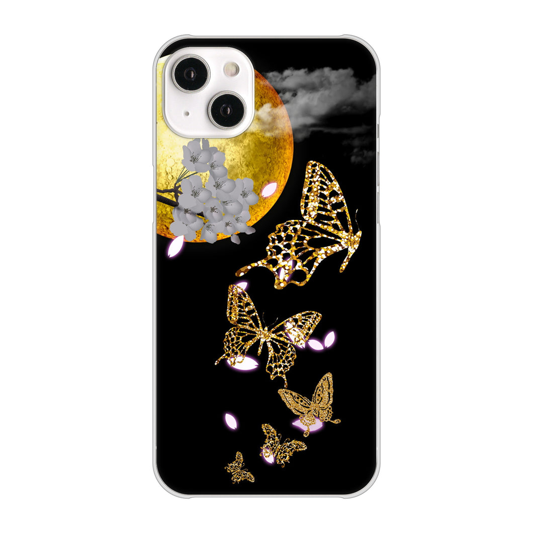 iPhone14 Plus 高画質仕上げ 背面印刷 ハードケース【1150 月に昇る蝶】