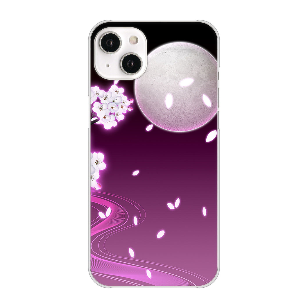 iPhone14 Plus 高画質仕上げ 背面印刷 ハードケース【1223 紫に染まる月と桜】