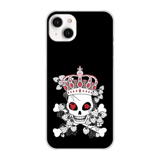 iPhone14 Plus 高画質仕上げ 背面印刷 ハードケース【AG801 苺骸骨王冠(黒)】