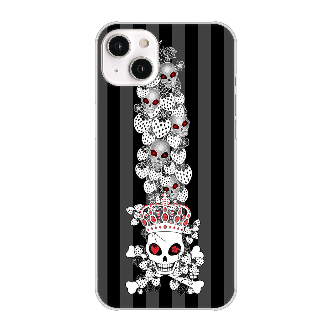 iPhone14 Plus 高画質仕上げ 背面印刷 ハードケース【AG802 苺骸骨王冠蔦(黒)】