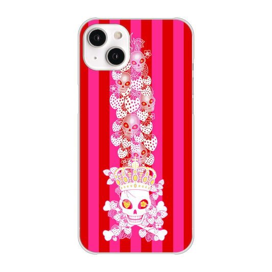 iPhone14 Plus 高画質仕上げ 背面印刷 ハードケース【AG803 苺骸骨王冠蔦(ピンク)】