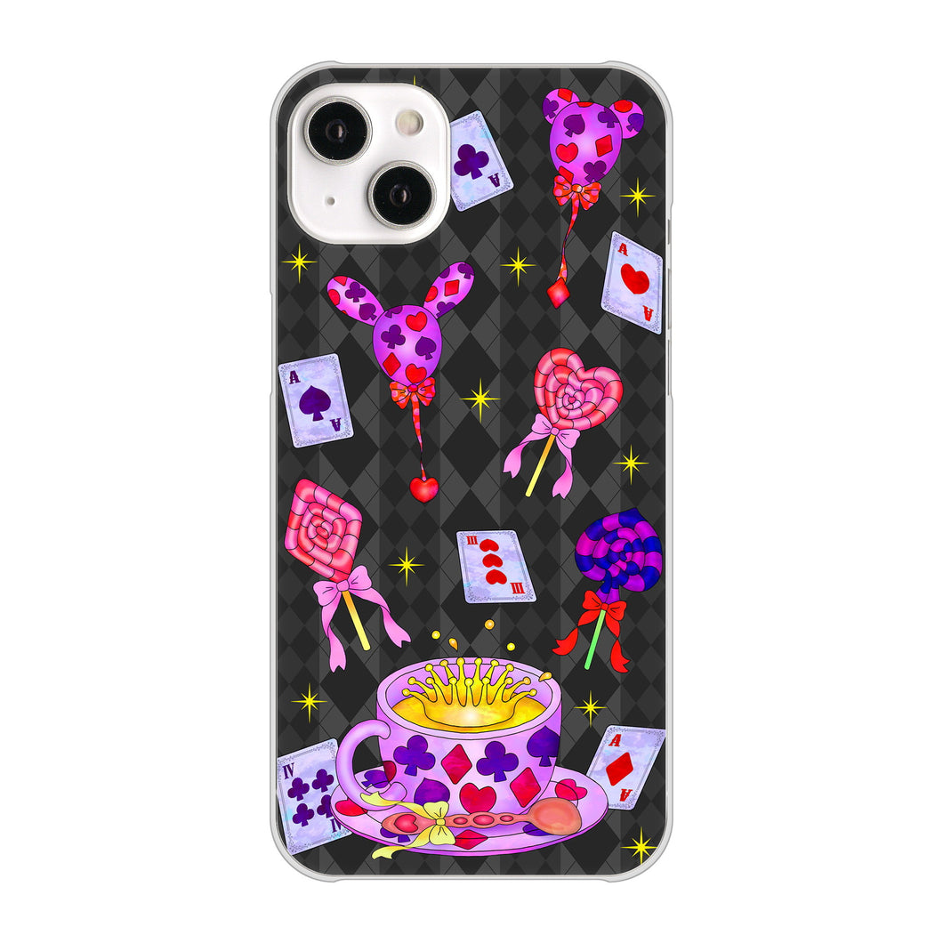 iPhone14 Plus 高画質仕上げ 背面印刷 ハードケース【AG818 トランプティー(黒)】