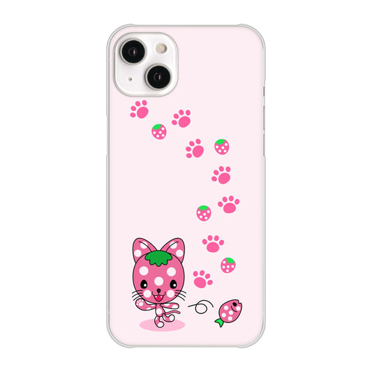 iPhone14 Plus 高画質仕上げ 背面印刷 ハードケース【AG819 イチゴ猫のにゃんベリー(ピンク)】