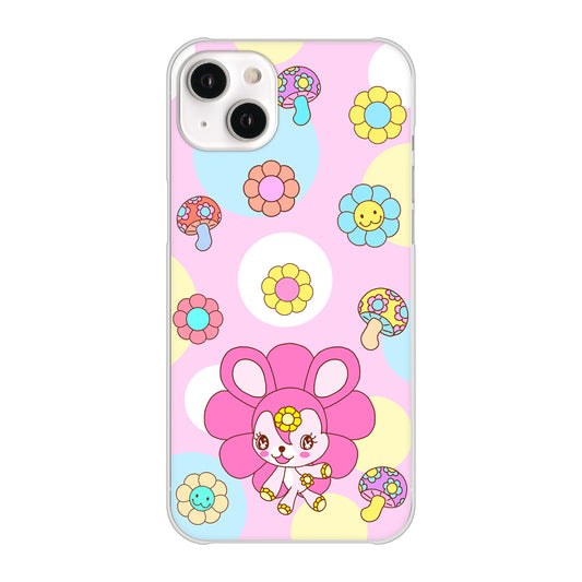 iPhone14 Plus 高画質仕上げ 背面印刷 ハードケース【AG823 フラワーうさぎのフラッピョン(ピンク)】
