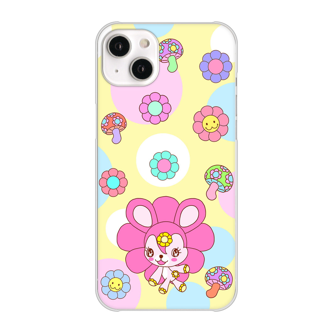 iPhone14 Plus 高画質仕上げ 背面印刷 ハードケース【AG824 フラワーうさぎのフラッピョン(黄色)】