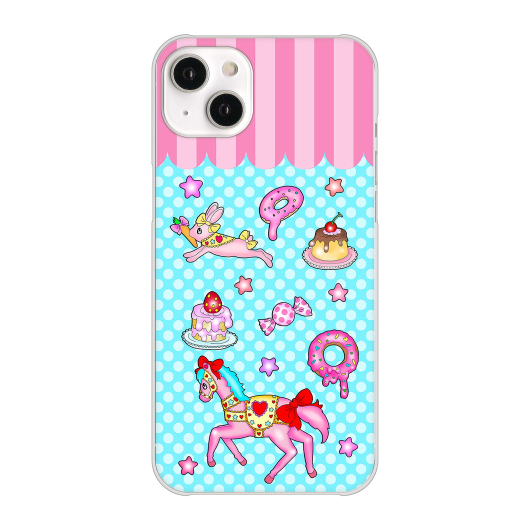 iPhone14 Plus 高画質仕上げ 背面印刷 ハードケース【AG828 メリーゴーランド(水色)】