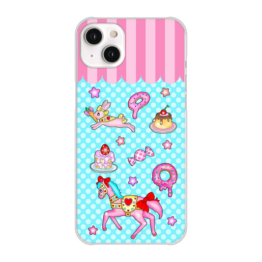 iPhone14 Plus 高画質仕上げ 背面印刷 ハードケース【AG828 メリーゴーランド(水色)】