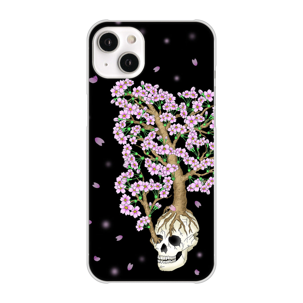 iPhone14 Plus 高画質仕上げ 背面印刷 ハードケース【AG829 骸骨桜(黒)】
