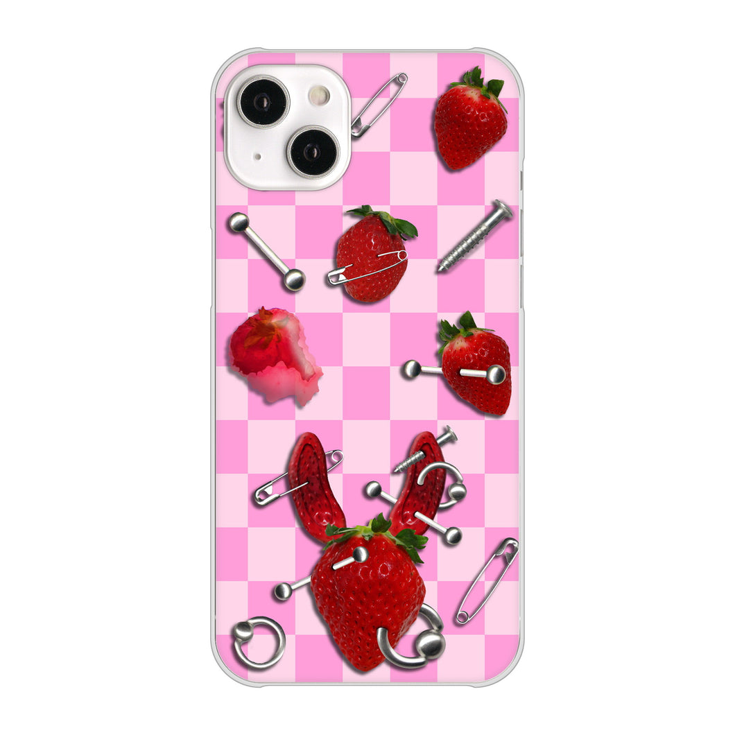 iPhone14 Plus 高画質仕上げ 背面印刷 ハードケース【AG832 苺パンク(ピンク)】