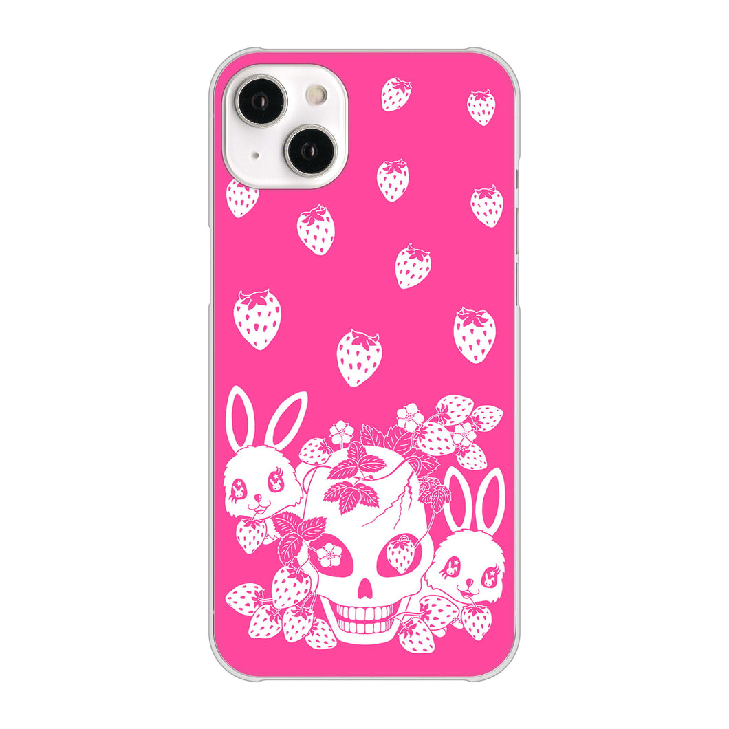 iPhone14 Plus 高画質仕上げ 背面印刷 ハードケース【AG836 苺兎(ピンク)】