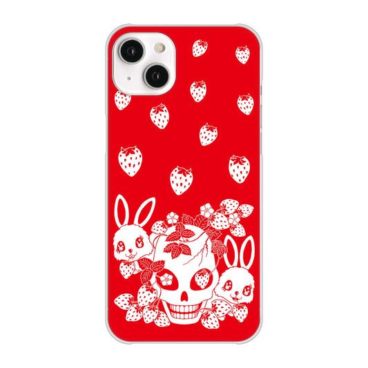 iPhone14 Plus 高画質仕上げ 背面印刷 ハードケース【AG838 苺兎(赤)】