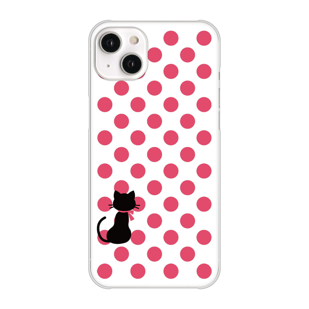 iPhone14 Plus 高画質仕上げ 背面印刷 ハードケース【EK807 ネコとシンプル ピンク】