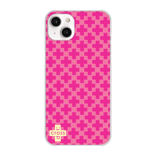 iPhone14 Plus 高画質仕上げ 背面印刷 ハードケース【IB901 クロスドット_ピンク】