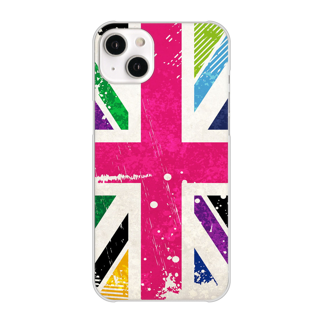 iPhone14 Plus 高画質仕上げ 背面印刷 ハードケース【SC806 ユニオンジャック ピンクビンテージ】