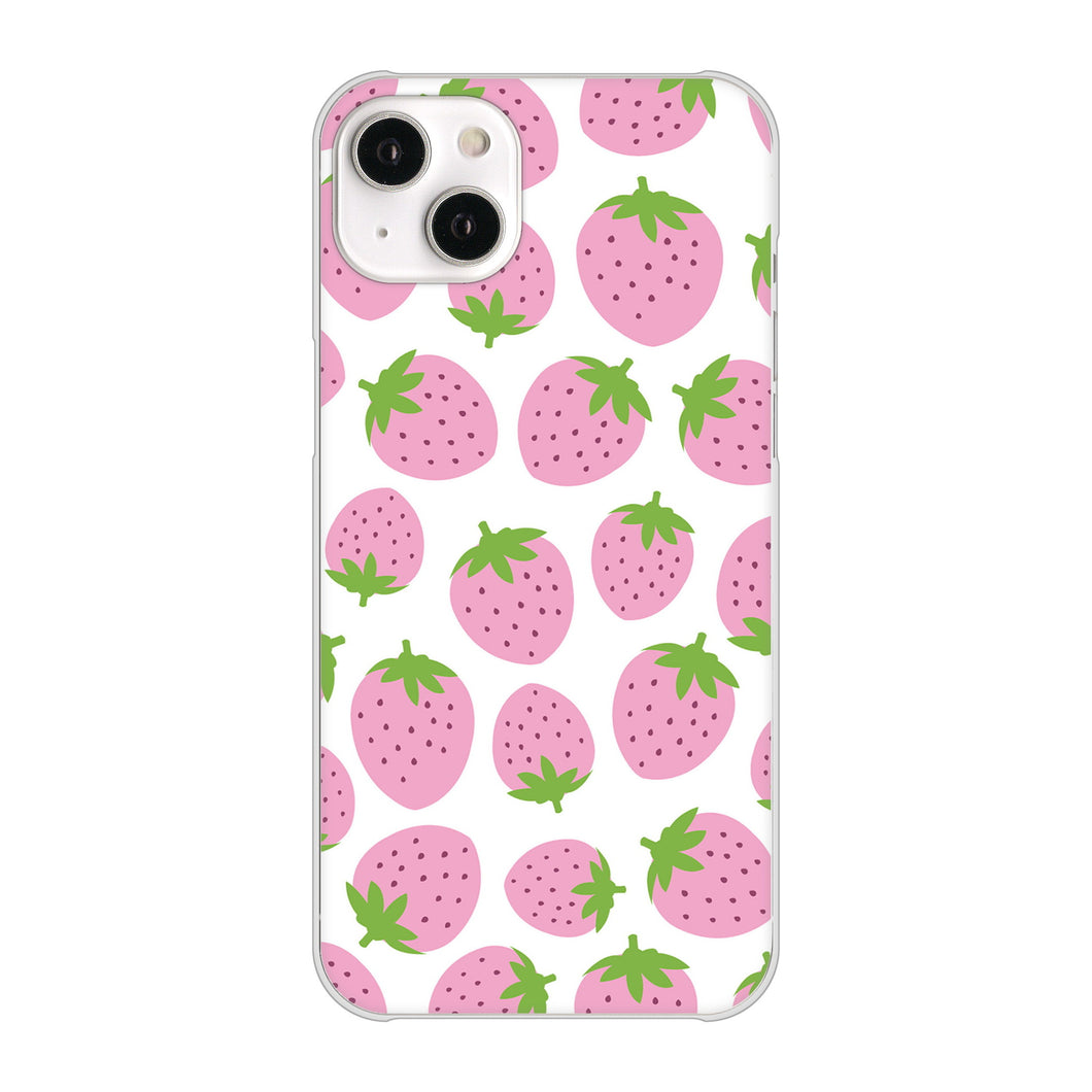 iPhone14 Plus 高画質仕上げ 背面印刷 ハードケース【SC809 小さいイチゴ模様 ピンク】