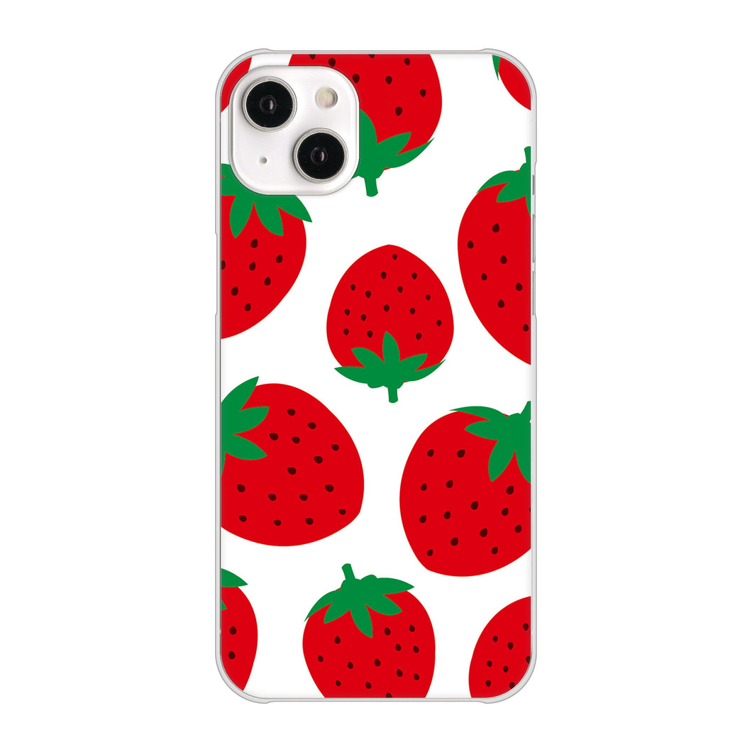 iPhone14 Plus 高画質仕上げ 背面印刷 ハードケース【SC818 大きいイチゴ模様レッド】