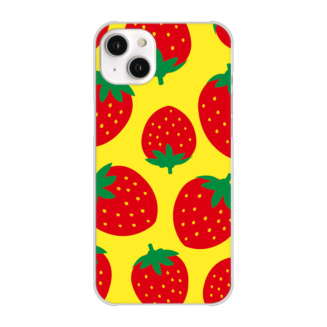 iPhone14 Plus 高画質仕上げ 背面印刷 ハードケース【SC819 大きいイチゴ模様レッドとイエロー】