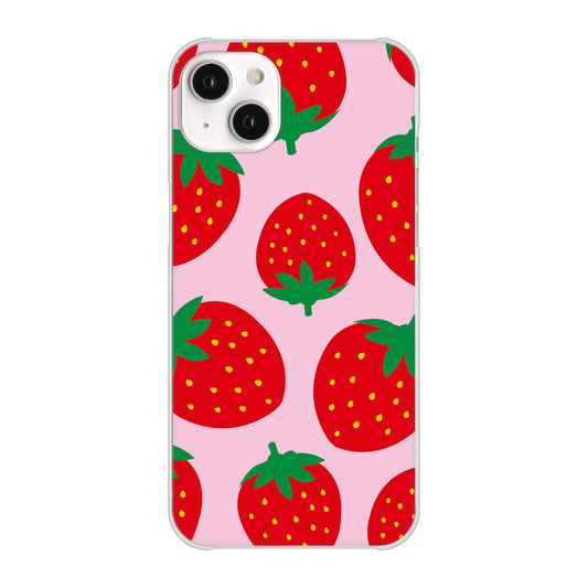 iPhone14 Plus 高画質仕上げ 背面印刷 ハードケース【SC820 大きいイチゴ模様レッドとピンク】
