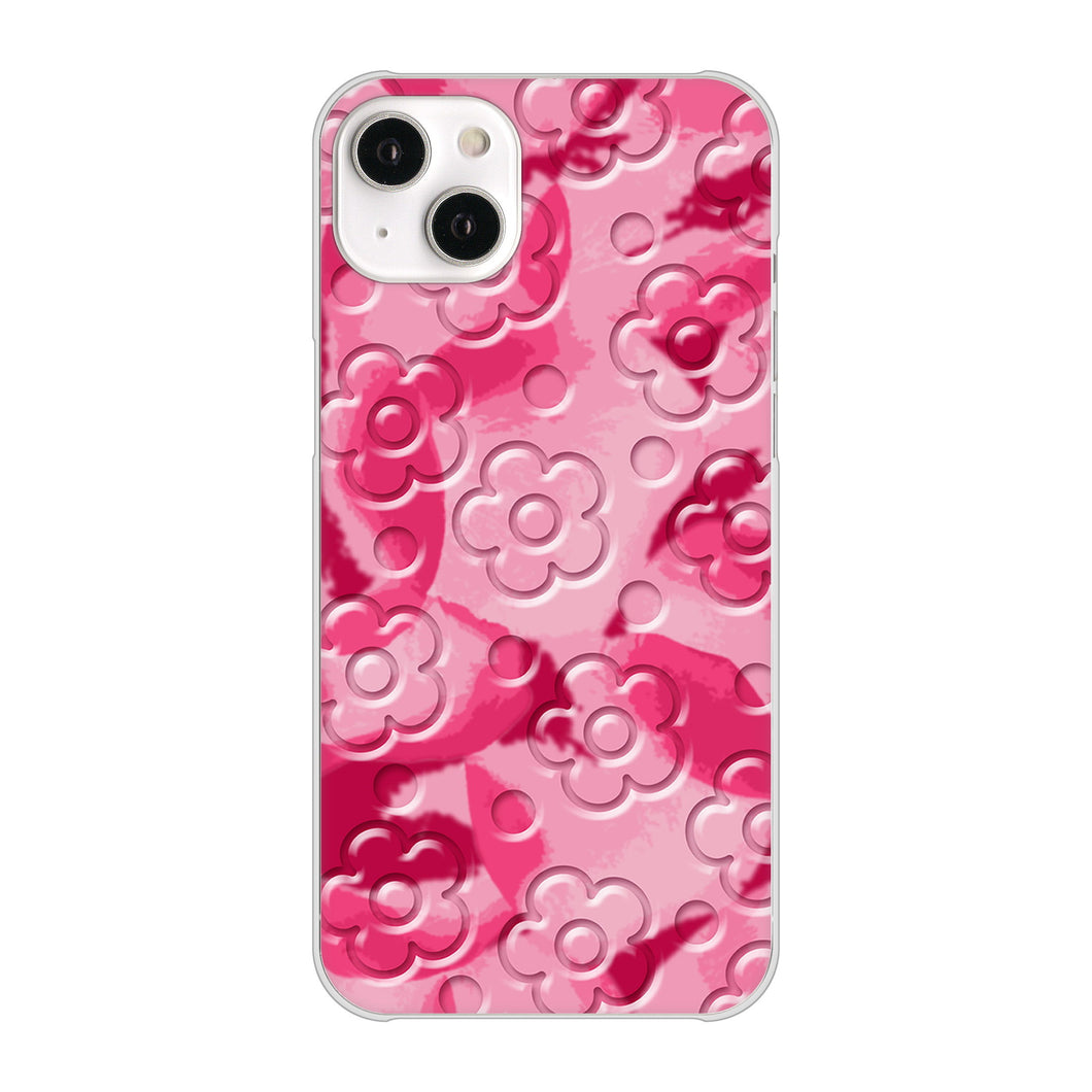 iPhone14 Plus 高画質仕上げ 背面印刷 ハードケース【SC847 フラワーヴェルニ花濃いピンク(ローズアンディアン)】