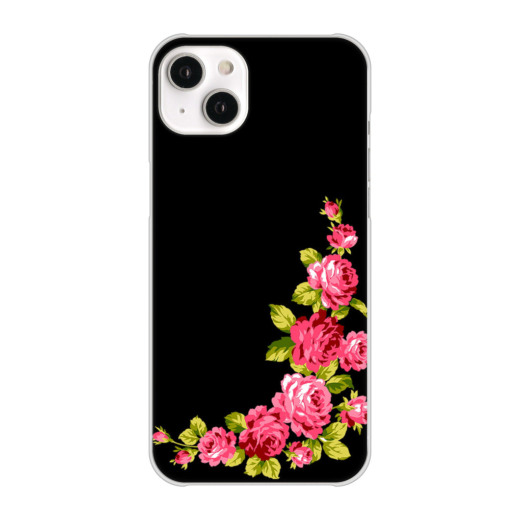 iPhone14 Plus 高画質仕上げ 背面印刷 ハードケース【VA826 バラのフレーム(黒)】