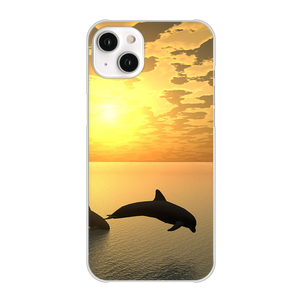 iPhone14 Plus 高画質仕上げ 背面印刷 ハードケース【VA845 夕暮れのドルフィン】