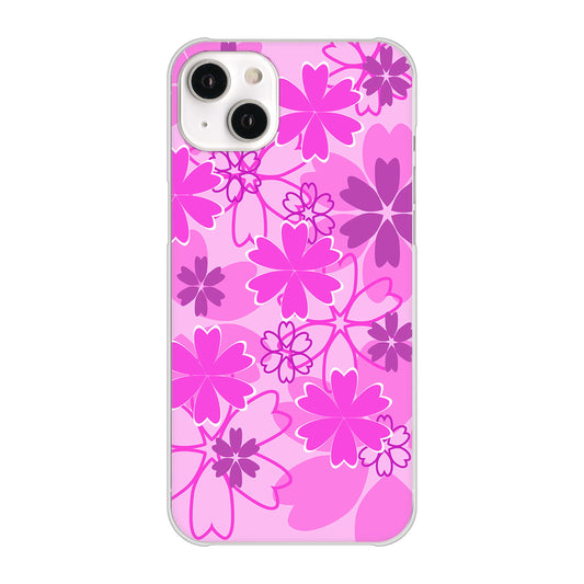 iPhone14 Plus 高画質仕上げ 背面印刷 ハードケース【VA961 重なり合う花 ピンク】