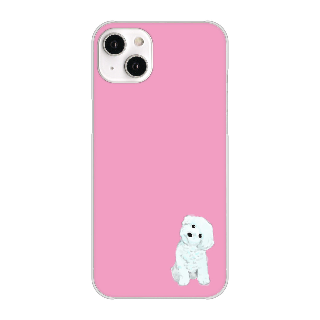 iPhone14 Plus 高画質仕上げ 背面印刷 ハードケース【YJ069 トイプードルホワイト(ピンク)】