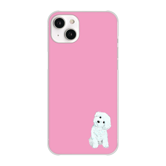 iPhone14 Plus 高画質仕上げ 背面印刷 ハードケース【YJ069 トイプードルホワイト(ピンク)】