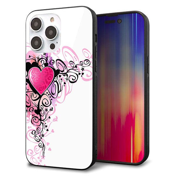 iPhone14 Pro Max 強化ガラス&TPUスマホケース ガラプリ【007 スタイリッシュハート】