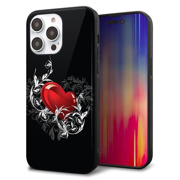 iPhone14 Pro Max 強化ガラス&TPUスマホケース ガラプリ【032 クリスタルハート】