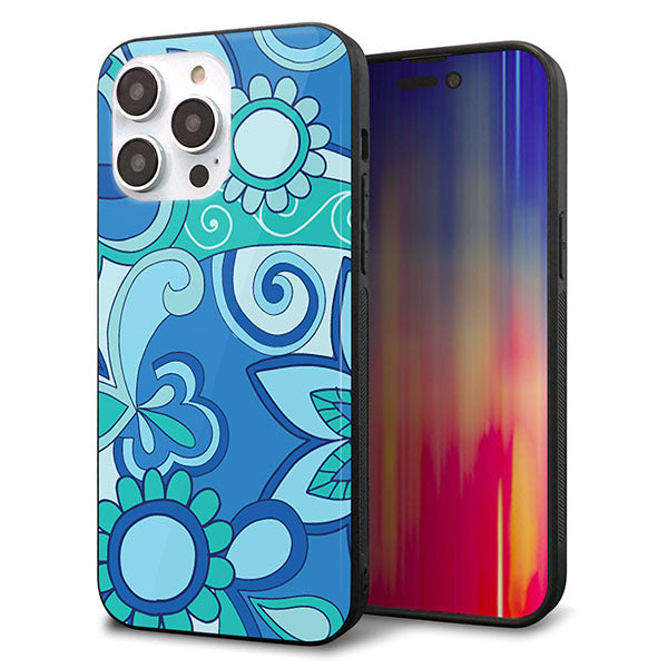 iPhone14 Pro Max 強化ガラス&TPUスマホケース ガラプリ【409 ブルーミックス】