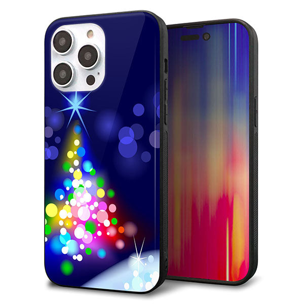 iPhone14 Pro Max 強化ガラス&TPUスマホケース ガラプリ【720 白銀のクリスマスツリー】