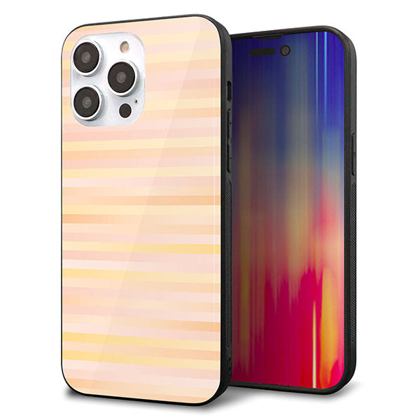 iPhone14 Pro Max 強化ガラス&TPUスマホケース ガラプリ【IB909 グラデーションボーダー_オレンジ】