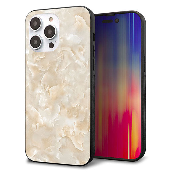 iPhone14 Pro Max 強化ガラス&TPUスマホケース ガラプリ【KM872 大理石パール】