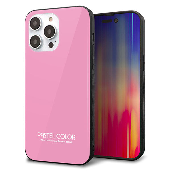 iPhone14 Pro Max 強化ガラス&TPUスマホケース ガラプリ【KM899 パステルカラー(パステルピンク)】