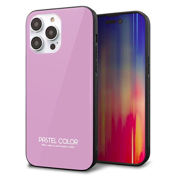 iPhone14 Pro Max 強化ガラス&TPUスマホケース ガラプリ【KM901 パステルカラー(パステルラベンダー)】
