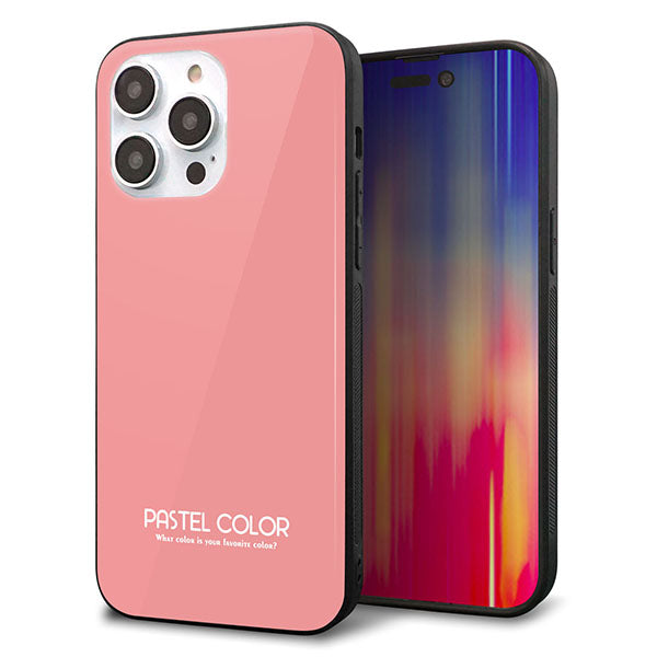 iPhone14 Pro Max 強化ガラス&TPUスマホケース ガラプリ【KM902 パステルカラー(パステルレッド)】