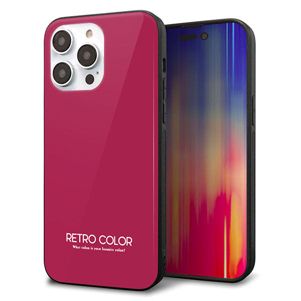 iPhone14 Pro Max 強化ガラス&TPUスマホケース ガラプリ【KM921 レトロカラー(ダークピンク)】