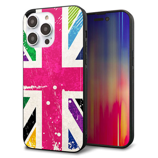iPhone14 Pro Max 強化ガラス&TPUスマホケース ガラプリ【SC806 ユニオンジャック ピンクビンテージ】