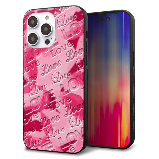 iPhone14 Pro Max 強化ガラス＆TPUスマホケース ガラプリ【SC845 フラワーヴェルニLOVE濃いピンク（ローズアンディアン）】