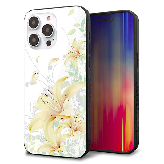 iPhone14 Pro Max 強化ガラス&TPUスマホケース ガラプリ【SC851 ユリ(ホワイト)】