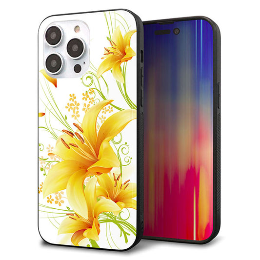 iPhone14 Pro Max 強化ガラス&TPUスマホケース ガラプリ【SC852 ユリ(イエロー)】