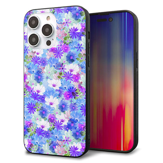 iPhone14 Pro Max 強化ガラス&TPUスマホケース ガラプリ【SC875 リバティプリント プレスドフラワー(ブルー)】