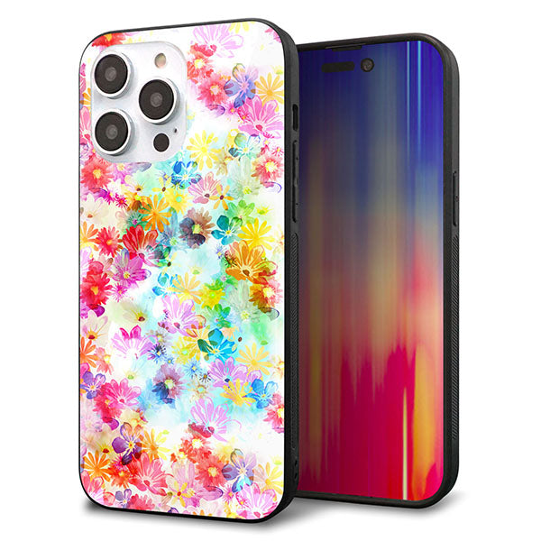 iPhone14 Pro Max 強化ガラス&TPUスマホケース ガラプリ【SC876 リバティプリント プレスドフラワー(ホワイト)】