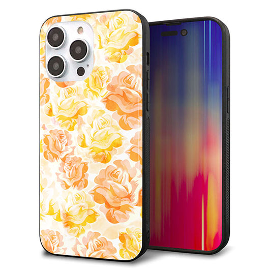 iPhone14 Pro Max 強化ガラス&TPUスマホケース ガラプリ【SC931 ローズ イエロー】