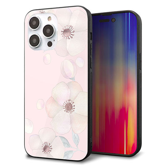 iPhone14 Pro Max 強化ガラス&TPUスマホケース ガラプリ【SC949 ドゥ・フルール(オフピンク)】