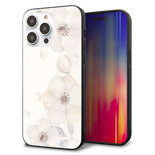 iPhone14 Pro Max 強化ガラス&TPUスマホケース ガラプリ【SC952 ドゥ・フルール(セピア)】