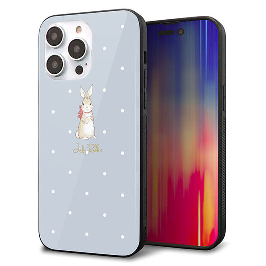 iPhone14 Pro Max 強化ガラス&TPUスマホケース ガラプリ【SC967 Lady Rabbit ブルーグレイ ガラプリhp】