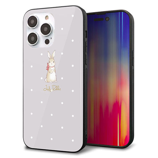iPhone14 Pro Max 強化ガラス&TPUスマホケース ガラプリ【SC968 Lady Rabbit グレージュ ガラプリhp】